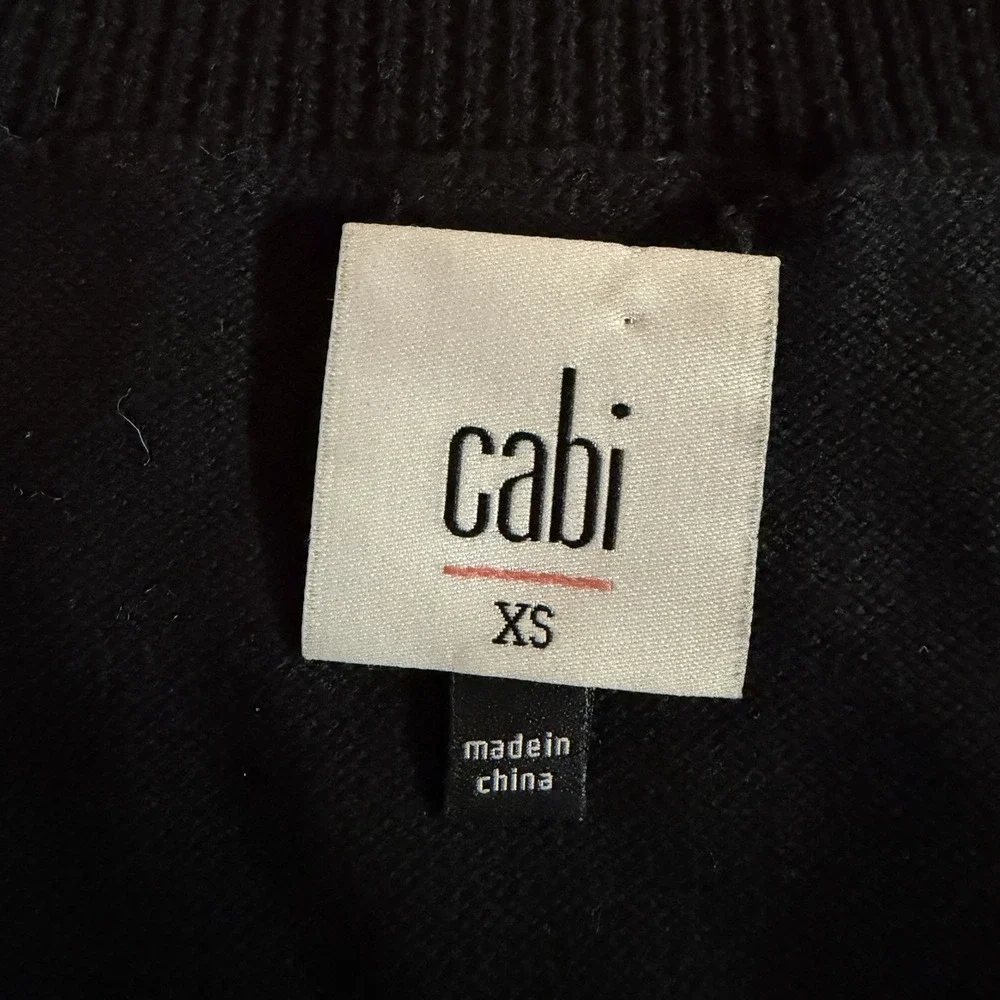 Cabi Black Zip Up V-Neck‎ Cardigan Sweater Cotton Knit Style 5453 XS